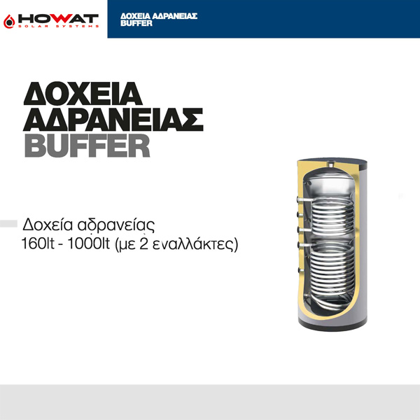 Δοχεία Αδράνειας buffer 160lt - 1000lt (με 2 εναλλάκτες)